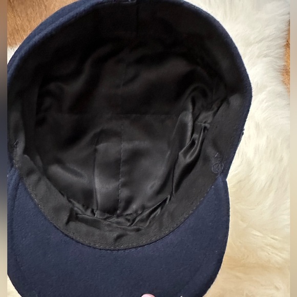 KIN The Label Navy Blue Cashmere Breton Cap Captain’s Hat Small Head Size - Picture 3 of 6
